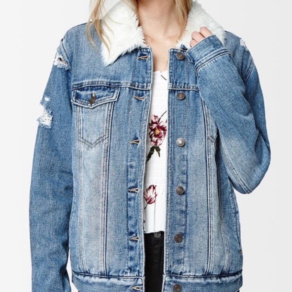 Denim Jacket Fur Collar
